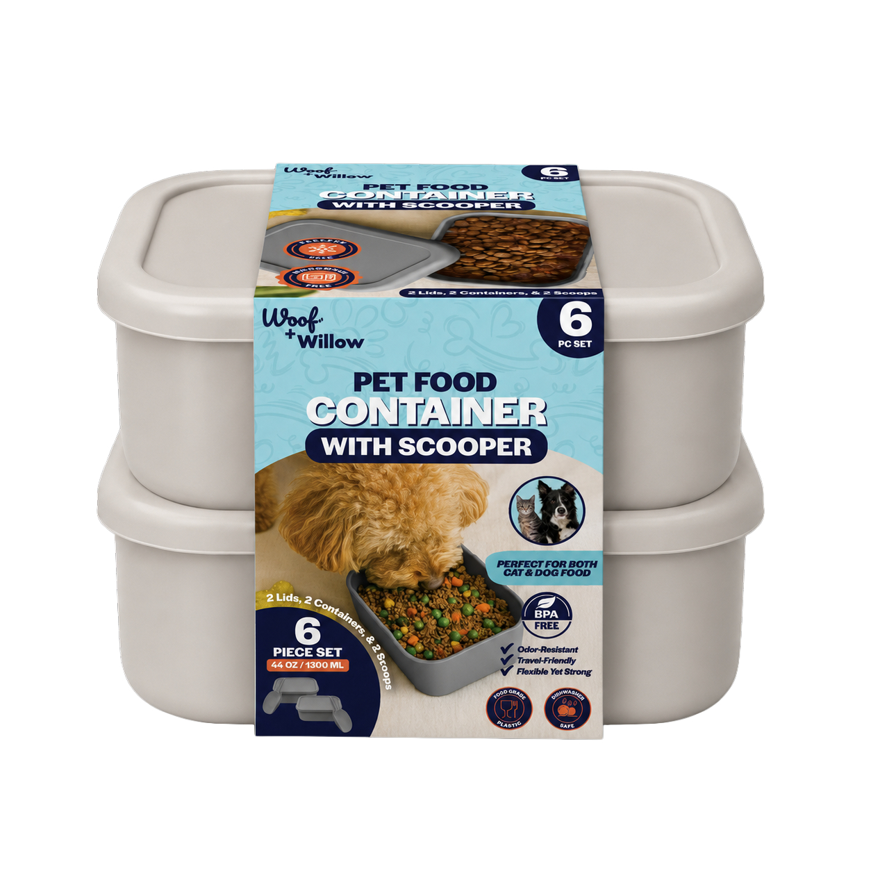 2 Pack - Silicone Pet Food Container with Scoop