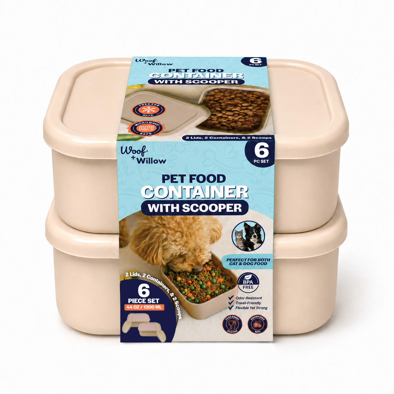 2 Pack - Silicone Pet Food Container with Scoop