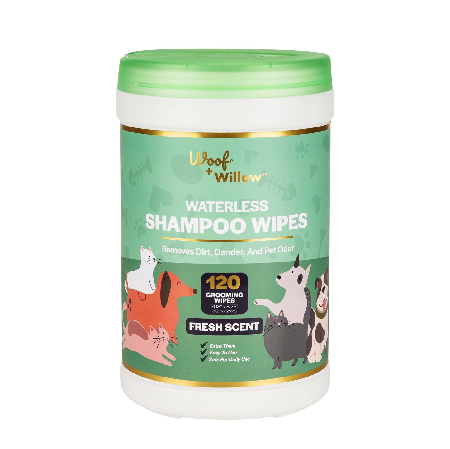 Waterless Pet Shampoo Wipes - 120 Pack