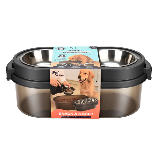 2 in 1 - Elevated Dog Bowls with Storage