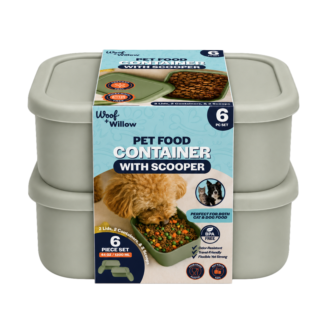 2 Pack - Silicone Pet Food Container with Scoop